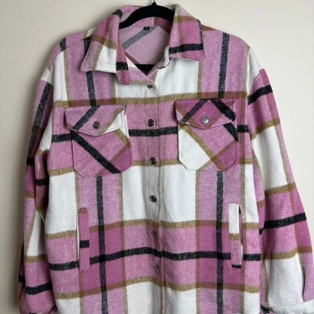 SHEIN Shacket pink plaid